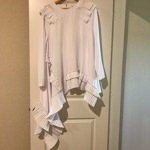 White Ruffled Long Sleeve Top, with back zipper. Brand new, missing tag
